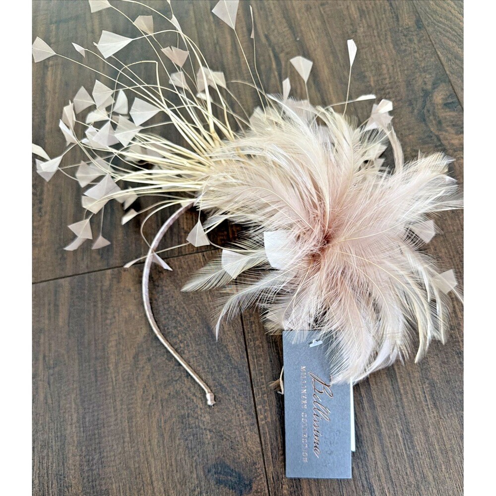 Bellissima Women's August Hats Multi Feather Fascinator Taupe Beige One Size - Picture 3 of 5
